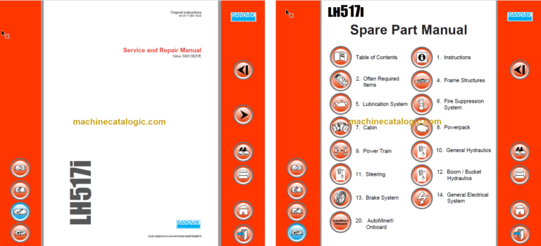 Sandvik LH517i Mining Loader Service and Parts Manual (L517DLMA0A0876)