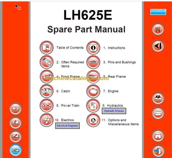 Sandvik LH625E Mining Loader Parts Manual (L225E026)