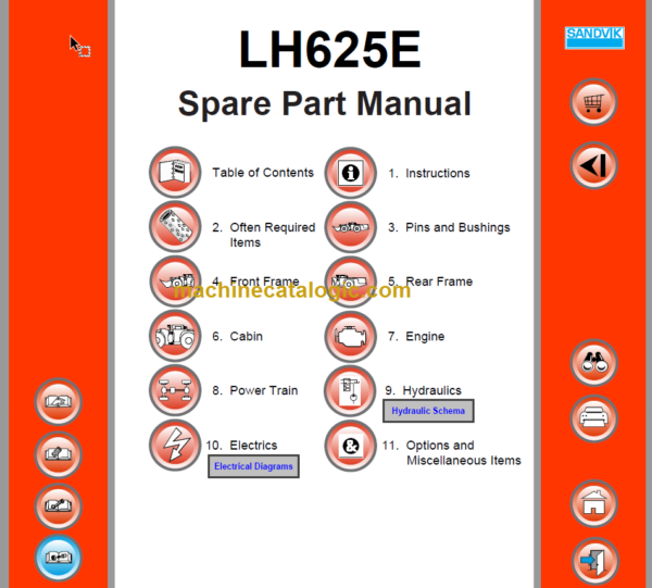 Sandvik LH625E Mining Loader Parts Manual (L225E027)