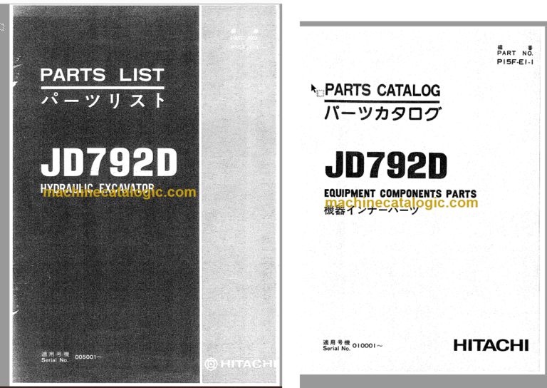 Hitachi JD792D Hydraulic Excavator Parts Catalog & Equipment Components Parts Catalog