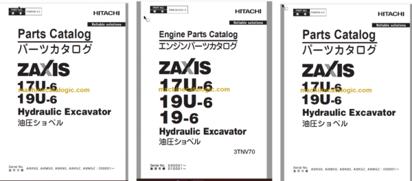 Hitachi ZX17U-6 ZX19U-6 Hydraulic Excavator Parts Catalog & Equipment Components Parts Catalog