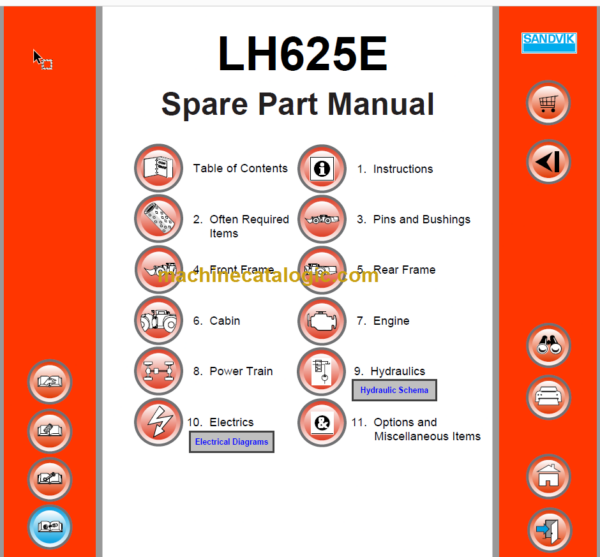 Sandvik LH625E Mining Loader Parts Manual (L325E028)