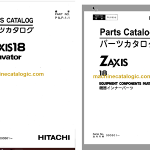 Hitachi ZX18 Hydraulic Excavator Parts Catalog & Equipment Components Parts Catalog