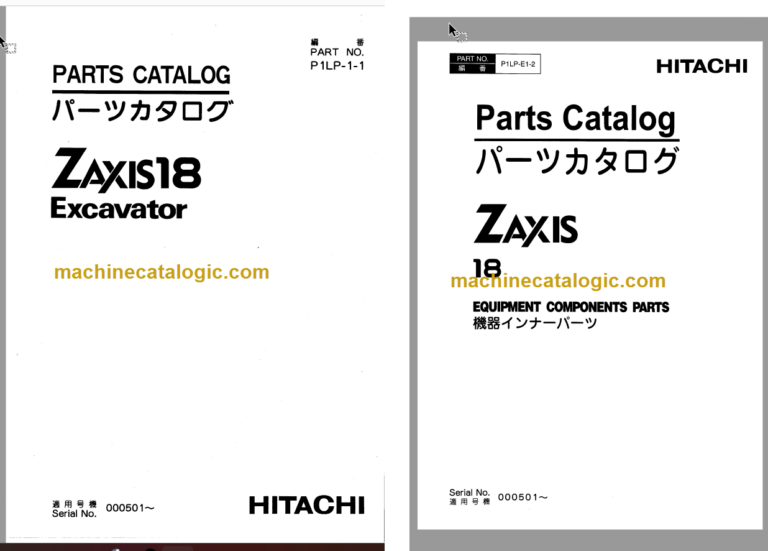 Hitachi ZX18 Hydraulic Excavator Parts Catalog & Equipment Components Parts Catalog