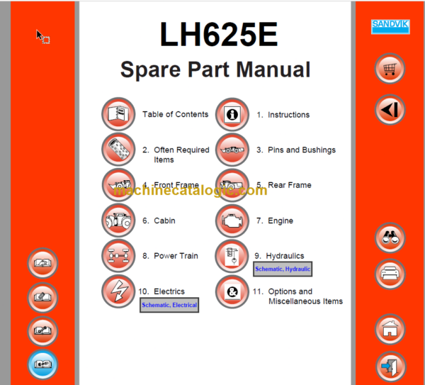 Sandvik LH625E Mining Loader Parts Manual (L325E029)