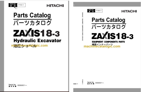 Hitachi ZX18-3 Hydraulic Excavator Parts Catalog & Equipment Components Parts Catalog