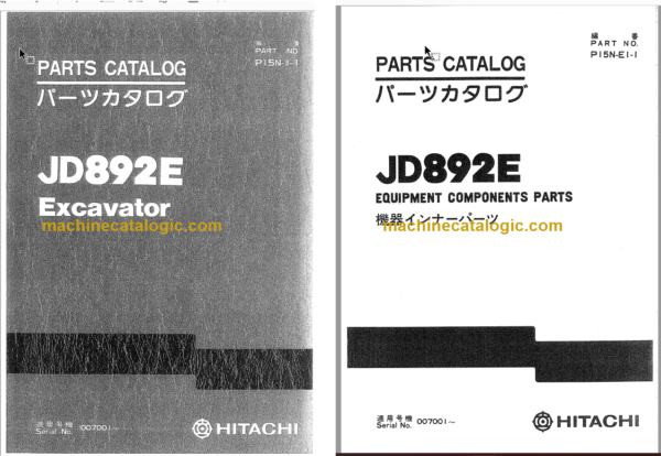 Hitachi Hitachi JD892E Excavator Parts Catalog & Equipment Components Parts Catalog