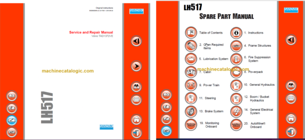 Sandvik LH517 Mining Loader Service and Parts Manual (L817D619)