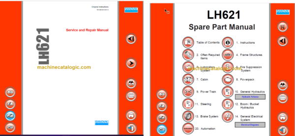 Sandvik LH621 Mining Loader Service and Parts Manual (L321D163)