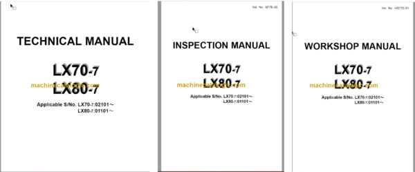 Hitachi LX70-7 LX80-7 Wheel Loader Technical and Inspection Workshop Manual