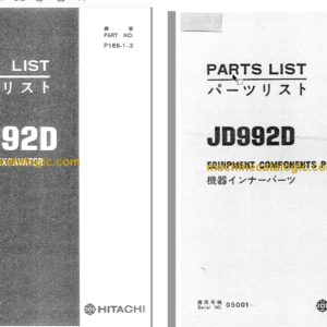 Hitachi JD992D Hydraulic Excavator Parts Catalog & Equipment Components Parts Catalog