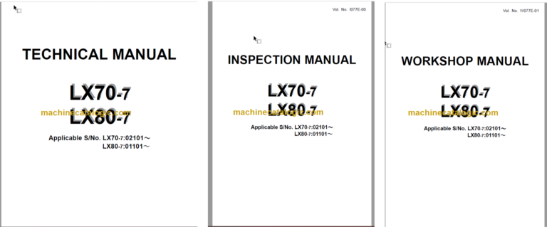 Hitachi LX70-7 LX80-7 Wheel Loader Technical and Inspection Workshop Manual