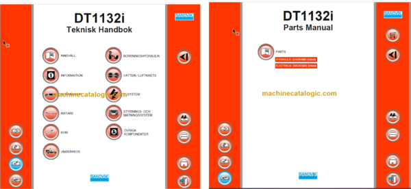 Sandvik DT1132i Drill Rig Service and Parts Diagrams (122D76932-1)