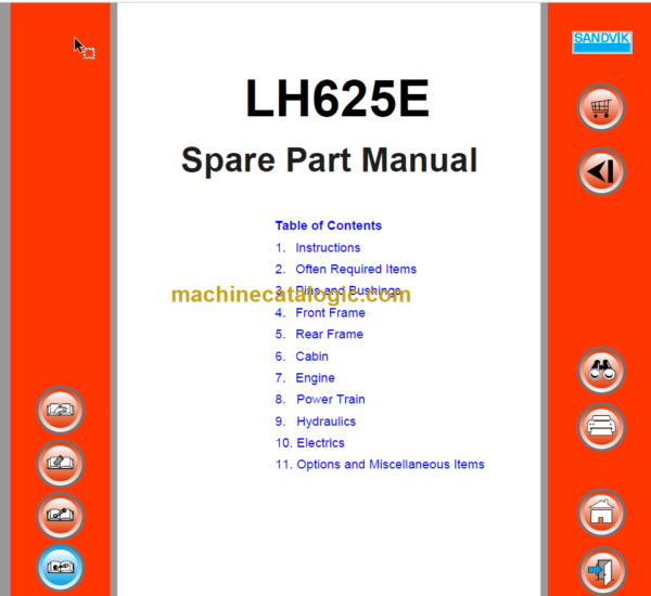 Sandvik LH625E Mining Loader Parts Manual (L925E024)