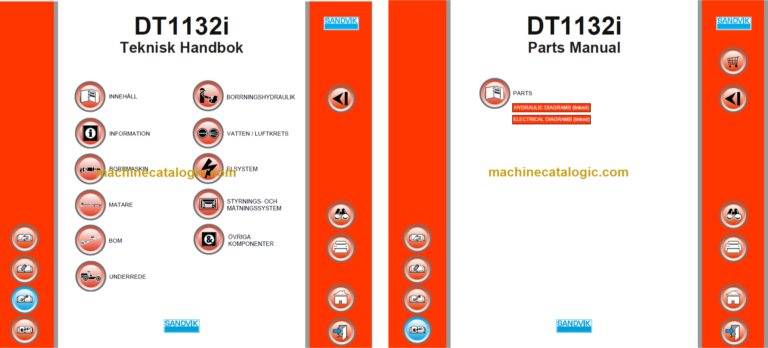 Sandvik DT1132i Drill Rig Service and Parts Diagrams (122D80078-1)