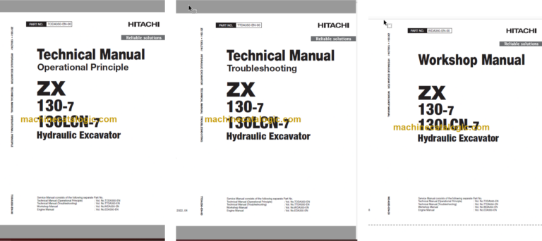 Hitachi ZX130-7 ZX130LCN-7 Hydraulic Excavator Technical and Workshop Manual