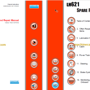 Sandvik LH621 Mining Loader Service and Parts Manual (L821D397)