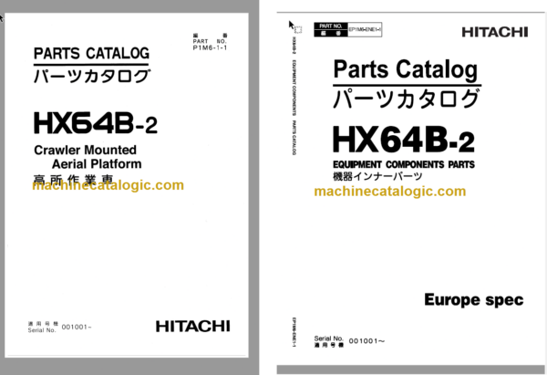 Hitachi HX64B-2 Parts Catalog & Equipment Components Parts Catalog
