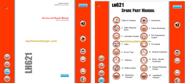 Sandvik LH621 Mining Loader Service and Parts Manual (L821D407)