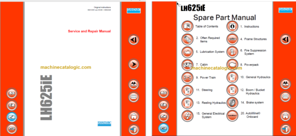 Sandvik LH625iE Mining Loader Service and Parts Manual (L925E101)