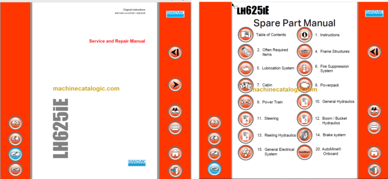 Sandvik LH625iE Mining Loader Service and Parts Manual (L925E101)