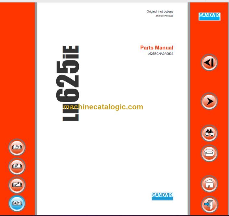 Sandvik L625ie Mining Loader Parts Manual (L625ECNA0A0039)