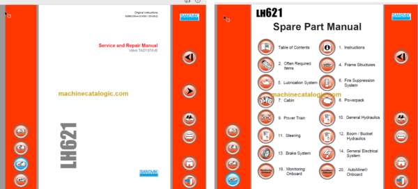 Sandvik LH621 Mining Loader Service and Parts Manual (L821D440)