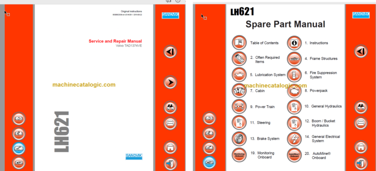Sandvik LH621 Mining Loader Service and Parts Manual (L821D440)