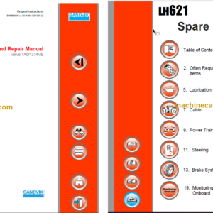 Sandvik LH621 Mining Loader Service and Parts Manual (L821D448)