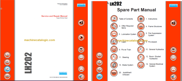 Sandvik LH202 Mining Loader Service and Parts Manual (L002D030)