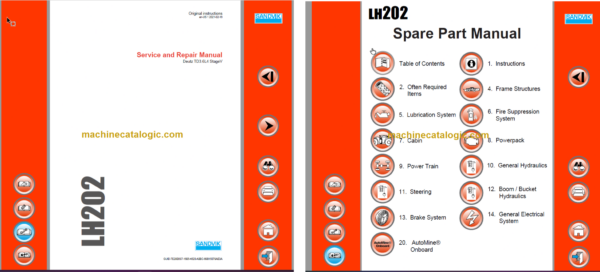 Sandvik LH202 Mining Loader Service and Parts Manual (L202DCMA0A0088)