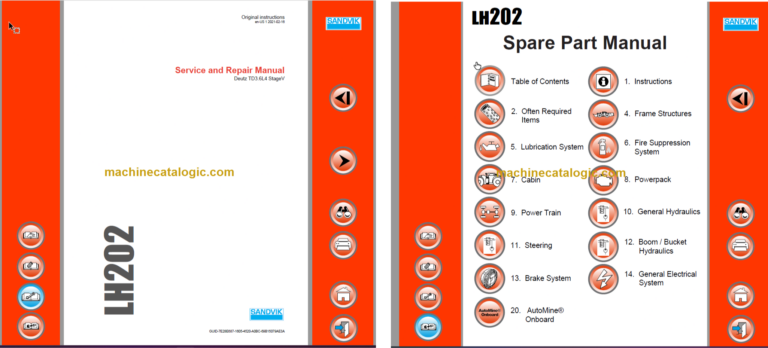 Sandvik LH202 Mining Loader Service and Parts Manual (L202DCMA0A0088)