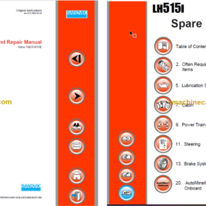 Sandvik LH515i Mining Loader Service and Parts Manual (L515DJNA0A0021)
