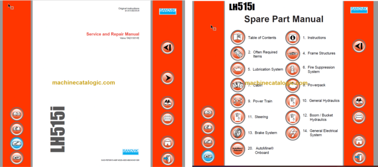Sandvik LH515i Mining Loader Service and Parts Manual (L515DJNA0A0021)