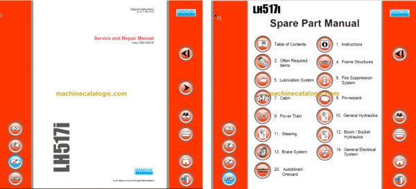 Sandvik LH517i Mining Loader Service and Parts Manual (L517DVMA0A0888)
