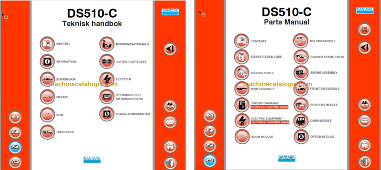 Sandvik DS510-C Rock Bolting Drill Rig Service and Parts Manual (SN 113B26029-1)