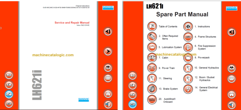 Sandvik LH621i Mining Loader Service and Parts Manual (L021D527)