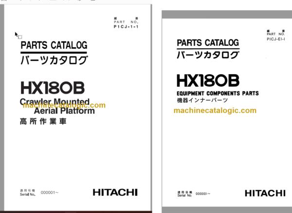 Hitachi HX180B Parts Catalog & Equipment Components Parts Catalog