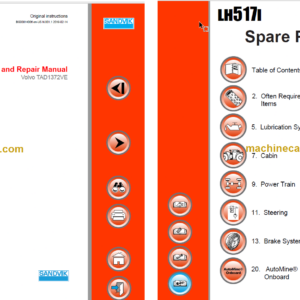 Sandvik LH517i Mining Loader Service and Parts Manual (L917D690)