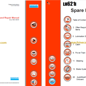 Sandvik LH621i Mining Loader Service and Parts Manual (L621DVMA0A0613)