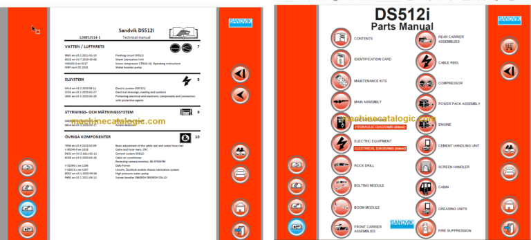 Sandvik DS512i Rock Bolter Service and Parts Manual (SN 120B52514-1)
