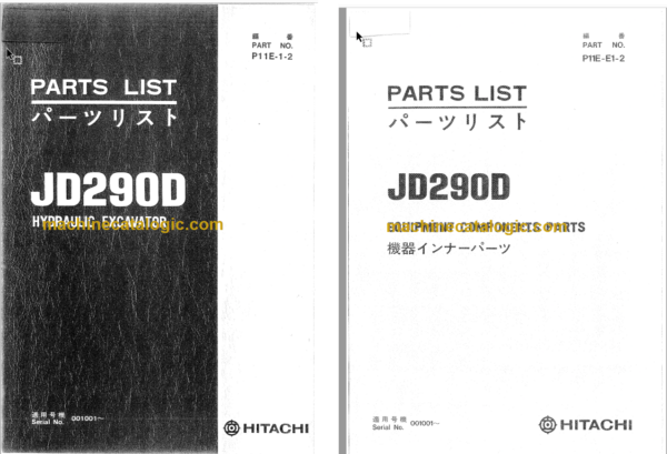 JD290D Hydraulic Excavator Parts Catalog & Equipment Components Parts Catalog