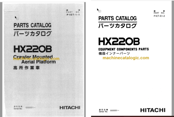 Hitachi HX220B Parts Catalog & Equipment Components Parts Catalog