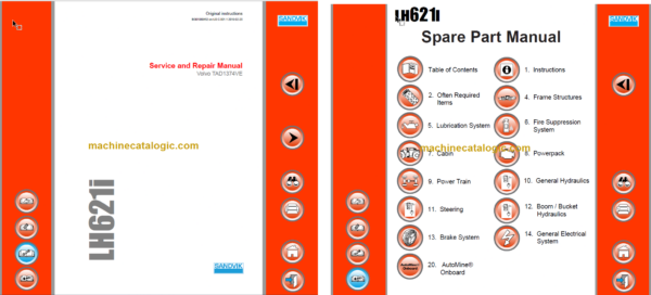 Sandvik LH621i Mining Loader Service and Parts Manual (L921D498)