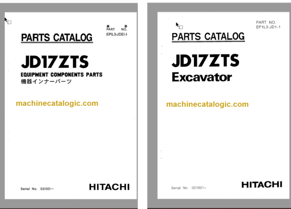 Hitachi JD17ZTS Excavator Parts Catalog & Equipment Components Parts Catalog