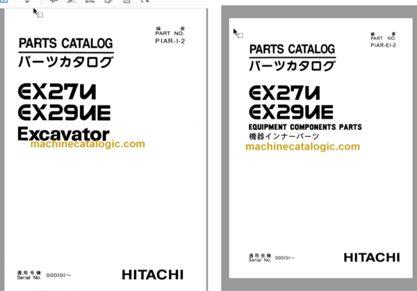 Hitachi EX27U EX29UE Excavator Parts Catalog & Equipment Components Parts Catalog