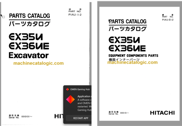 Hitachi EX35U EX36UE Excavator Parts Catalog & Equipment Components Parts Catalog