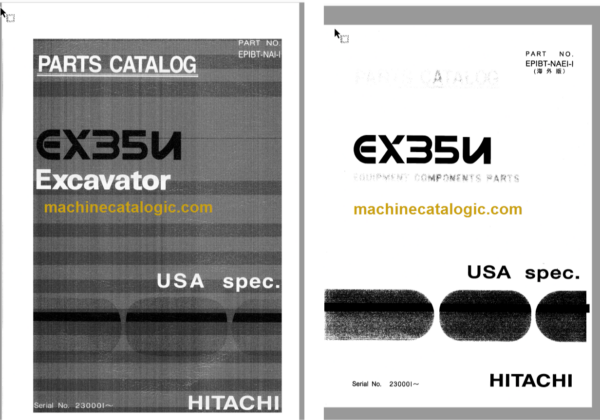 Hitachi EX35U Excavator USA Spec. Parts Catalog & Equipment Components Parts Catalog