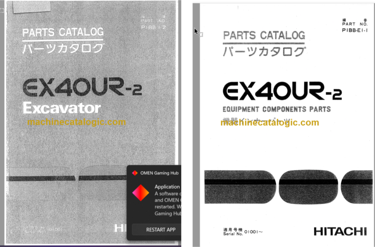Hitachi EX40UR-2 Excavator Parts Catalog & Equipment Components Parts Catalog