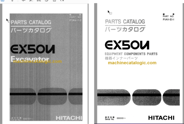 Hitachi EX50U Excavator Parts Catalog & Equipment Components Parts Catalog